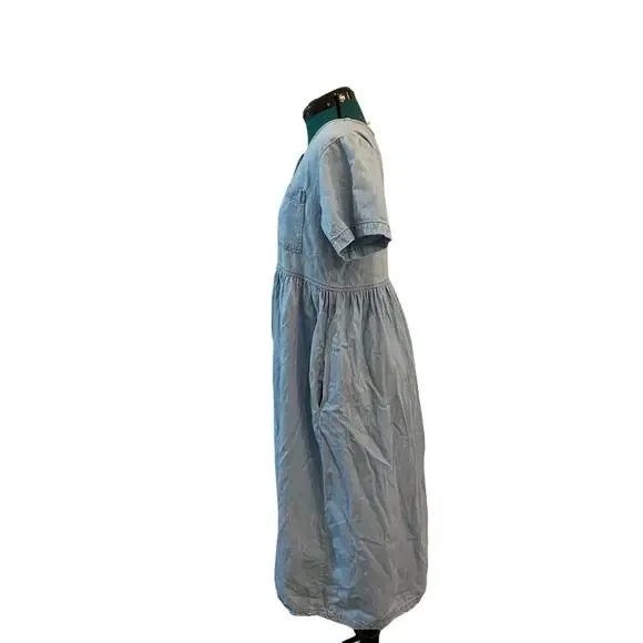 VTG Timeless Ticket Denim Light Wash Denim Midi Dress Cottagecore Size 6 USA - Picture 11 of 11